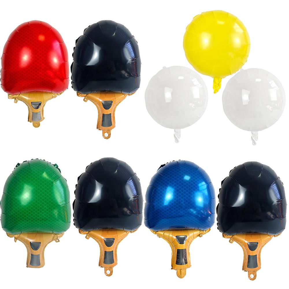Table Tennis Ball - Tischtennisschläger-Folienballons, Mehrfarbige Pingpong-Schläger-Ballons mit Pingpong-Bällen, Sport-Themen
