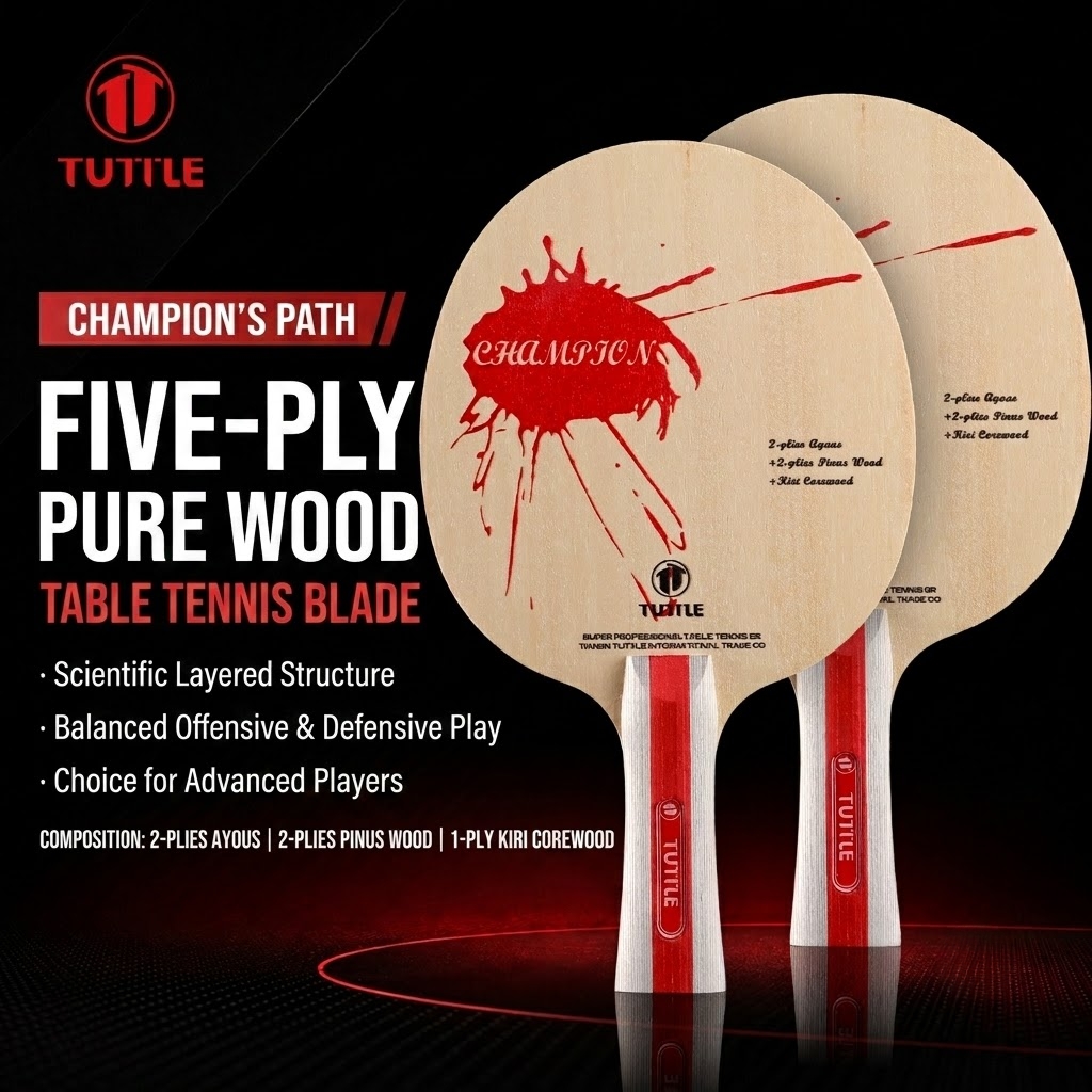 Table Tennis Japan - Tuttle Tischtennisschläger, 5-Schicht Reines Holz Professioneller