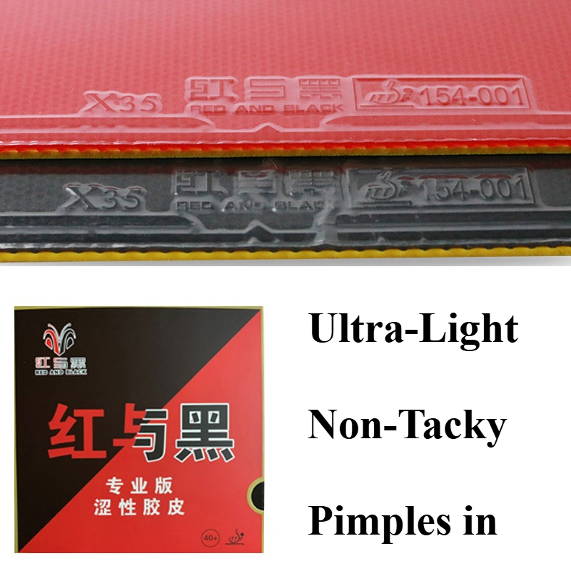 Table Tennis Rubber - Rot-Schwarzes X35 Tischtennis-Gummiblatt, ultraleicht, nicht klebrig,